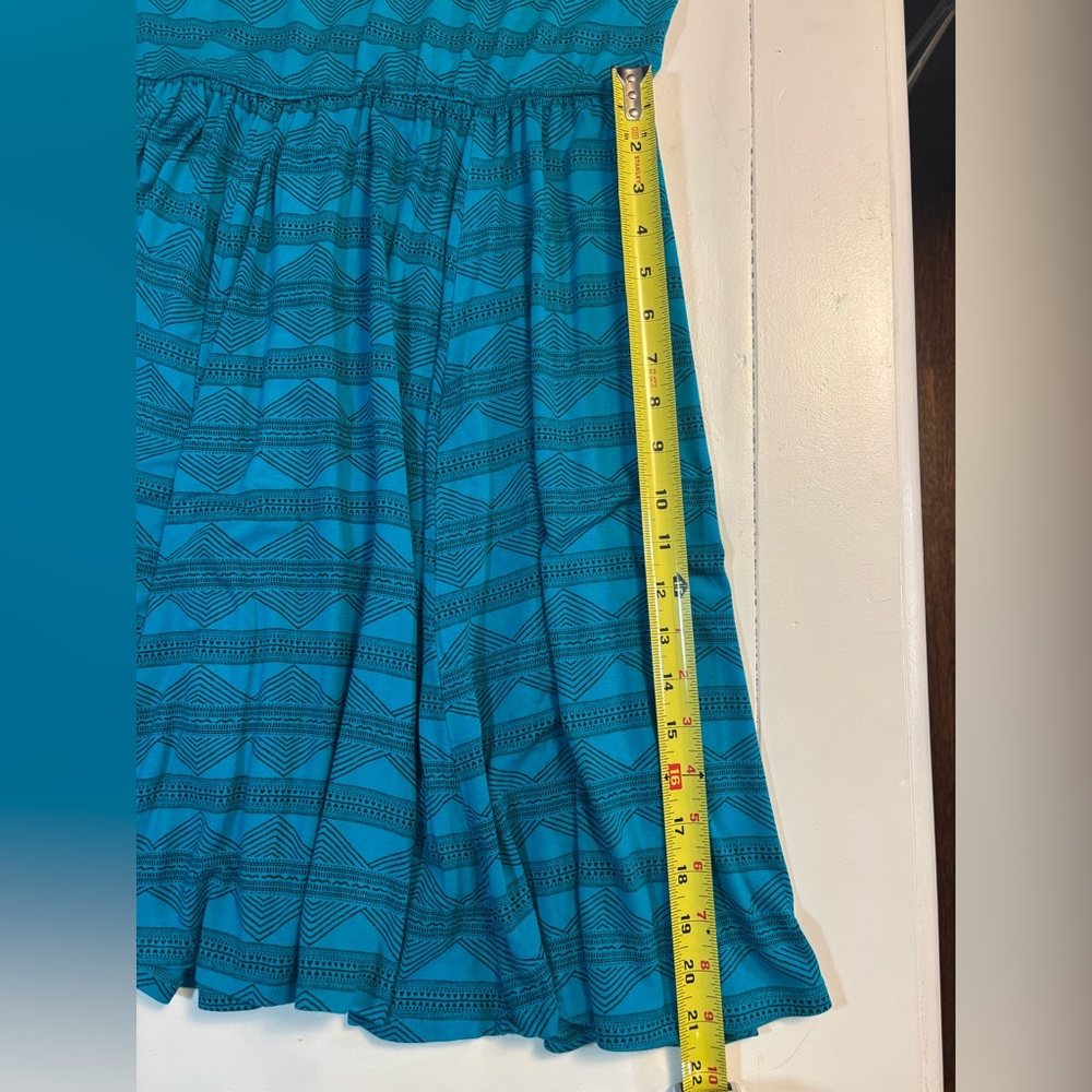 Torrid 00 Women’s Teal Turquoise Black Geometric Chevron Midi Dress - Picture 13 of 13